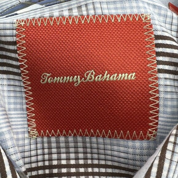 Tommy Bahama Mens Long Sleeve Button-Up Shirt M/M 100% Cotton Brown & Blue Plaid - Picture 9 of 9